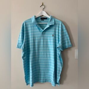 Ralph Lauren Men's Light Blue Striped Polo Shirt
